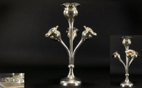 Art Nouveau - Superb Quality Tulip Shaped Solid Silver Epergne of Excellent Proportions and Form.