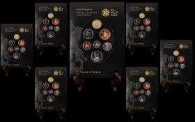 The Royal Mint 2008 UK Brilliant Uncirculated Coin Collection Emblems of Britain 7 coin sets in