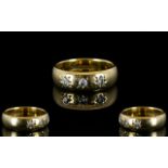 9ct Gold Wedding Band Set with 3 Diamonds Starburst Setting, Fully Hallmarked for 9ct,