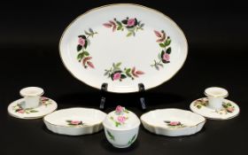 Wedgwood 'Hathaway Rose' Dressing Table Set comprises a pair of squat candlesticks,