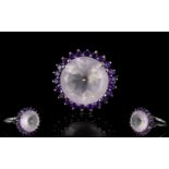 A Sterling Silver Galilea Rose Quartz And Amethyst Ring Wonderful Statement ring set with large