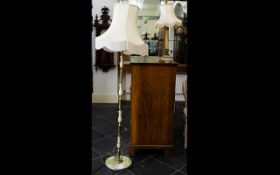 Green Onyx Standard Lamp Raised on circular base with ovoid bead sectional pillar column with gilt