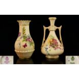 Royal Worcester - Hand Painted Blush Ivory Small Vases of Excellent Form ( 2 ) Vases In Total.