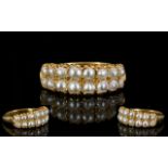Antique Period Attractive and Superb Quality 18ct Gold Pearl Set Dress Ring, Set with 16 Pearls,