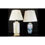 An Italian Sectional Ceramic Table Lamp with painted floral decoration ,