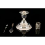 George V Silver Squat Candlestick With circular stepped base, hallmarked, Birmingham 1919,