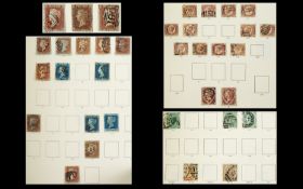 Green Windsor stamp album with fair smattering of all reigns. Several interesting blued penny