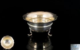 Victorian Period Small Silver Sugar Bowl with Fluted Rim - raised on splayed hoof feet of solid