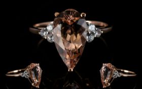 A Wonderful Limited Edition 10ct Rose Gold And Morganite Dress Ring Contemporary faceted, 3.