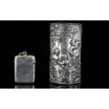 A Late 19th Century Silver Vesta Case With engraved floral decoration,