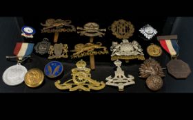 A Collection Of Cap Badges Regiments to include Manchester, The Kings Own, Yorkshire,