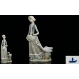 Lladro Porcelain Figurine ' Girl with Goose ' Model 4815. Issued 1972 - 1991. Height 12.25