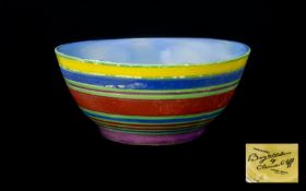 Clarice Cliff Handpainted Footed Bowl 'Liberty' Design Circa 1929 - 1934, Bizzare range, 18 cm, 7.25