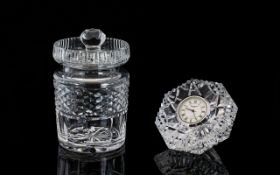 Waterford - Fine Quality Crystal Lidded Jar - In The ' Marquis ' Pattern, Waterford Labels to