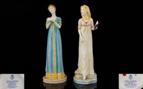 Royal Worcester Hand Painted Pair of Figurines From The ' Jane Austin ' Collection,