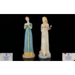 Royal Worcester Hand Painted Pair of Figurines From The ' Jane Austin ' Collection,