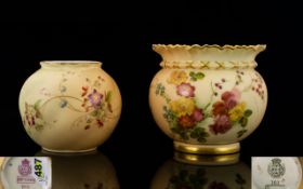 Royal Worcester Hand Decorated Blush Ivory Small Vases ( 2 ) Two In Total.