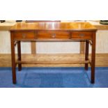 Early - Mid 20th Century Console/Hall Table Of rectangular form with three central drawers, brass