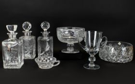 A Collection of Edinburgh Crystal which includes: boxed decanter with stopper,