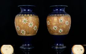 Royal Doulton Fine Pair of Chine Ware Globular Shaped Vases circa 1900's full impressed Doulton