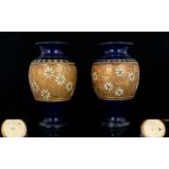 Royal Doulton Fine Pair of Chine Ware Globular Shaped Vases circa 1900's full impressed Doulton