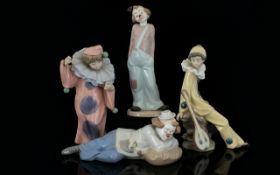 Nadal and Nao by Lladro Nice Quality Collection of Hand Painted Porcelain Clown Figures ( 4 ) Four