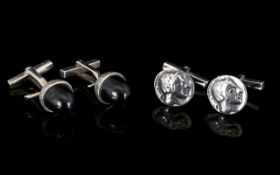 Two Pairs of Sterling Silver Cufflinks each marked 925 for silver,