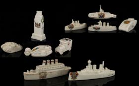 Crested China World War I Collection of Military ( British ) History Related Pieces, Some Rare,