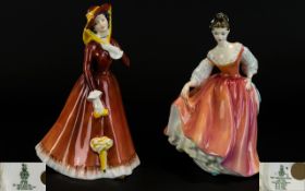 Royal Doulton Hand Painted Figures ( 2 ) In Total. Comprises 1/ ' Julia ' HN2705. Designer M.