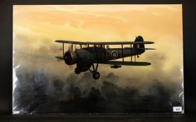 Terry Farrimond (20thC) Oil on Daler Artist's Board 'Swordfish, The Hunter', a biplane, c1944,