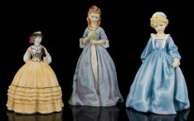 Royal Worcester Hand Painted Figurines ( 3 ) Three In Total.