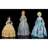 Royal Worcester Hand Painted Figurines ( 3 ) Three In Total.