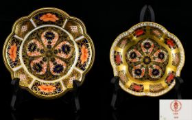 Royal Crown Derby Old Imari Gold Band Circular Shaped Pin Dishes ( 2 ) Pattern No 1128,
