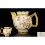 Royal Worcester Hand Painted Uncommon Shape - Blush Ivory Jug,