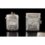 Victorian Period Excellent Quality Silver Hinged Vesta Case - Hallmark Birmingham 1900 J.G.