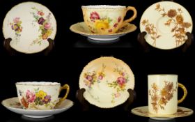 Royal Worcester Superb Quality Hand Painted Coffee Can and Saucer - Date 1888. Saucer 4.