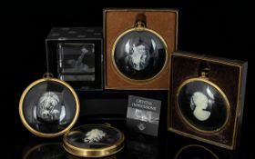 A Collection Of Four Framed Modern Cameos One depicting a Roman chariot, maiden,