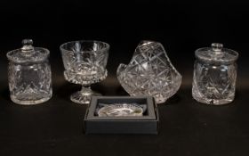 A Mixed Collection Of Glass And Collectibles To include two lidded glass preserves jars,