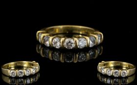 18ct Yellow Gold Diamond Set Half Eternity Ring of Attractive Form. Fully Hallmarked for 750 - 18ct.