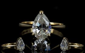 9ct Gold - Impressive Looking Single Stone CZ Dress Ring. C.Z Size - Est 1.50 cts. Ring Size L - M.