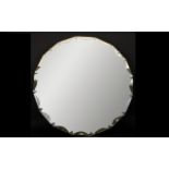 A Circular Bevelled Glass Mirror Large mirror with faceted semi-circular design to edge.