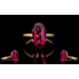 Russian Gold, Quality and Attractive Early Period 14ct Gold Single Stone Synthetic Ruby Ring.