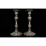 Elkington & Co A Pair Of Cast Silver Plated Candlesticks Of heavy,