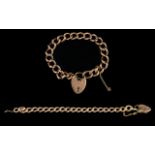 9ct Gold Bracelet with Attached 9ct Gold Heart Shaped Padlock. Fully Hallmarked for 9ct Gold.
