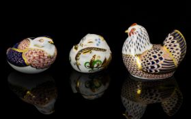 Royal Crown Derby Hand Painted Trio of Paper Weights 1.