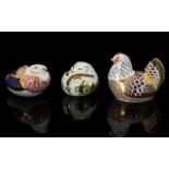 Royal Crown Derby Hand Painted Trio of Paper Weights 1.