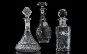 A Collection of Glass Decanters.