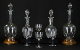 A Mixed Collection Of Glass to include a matching pair of 19th century decanters,