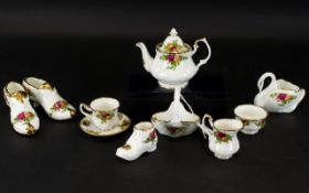 A Collection of Miniature Royal Albert 'Old Country Roses' Items (10) in total.