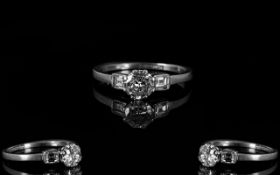 Ladies 1920's Platinum And Diamond Set Dress Ring The central diamond of good colour with